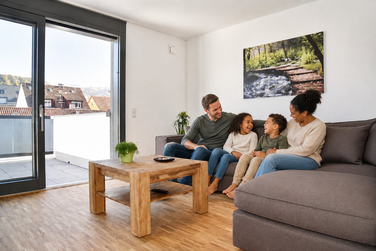 Family spending time in a furnished apartment in Stuttgart
