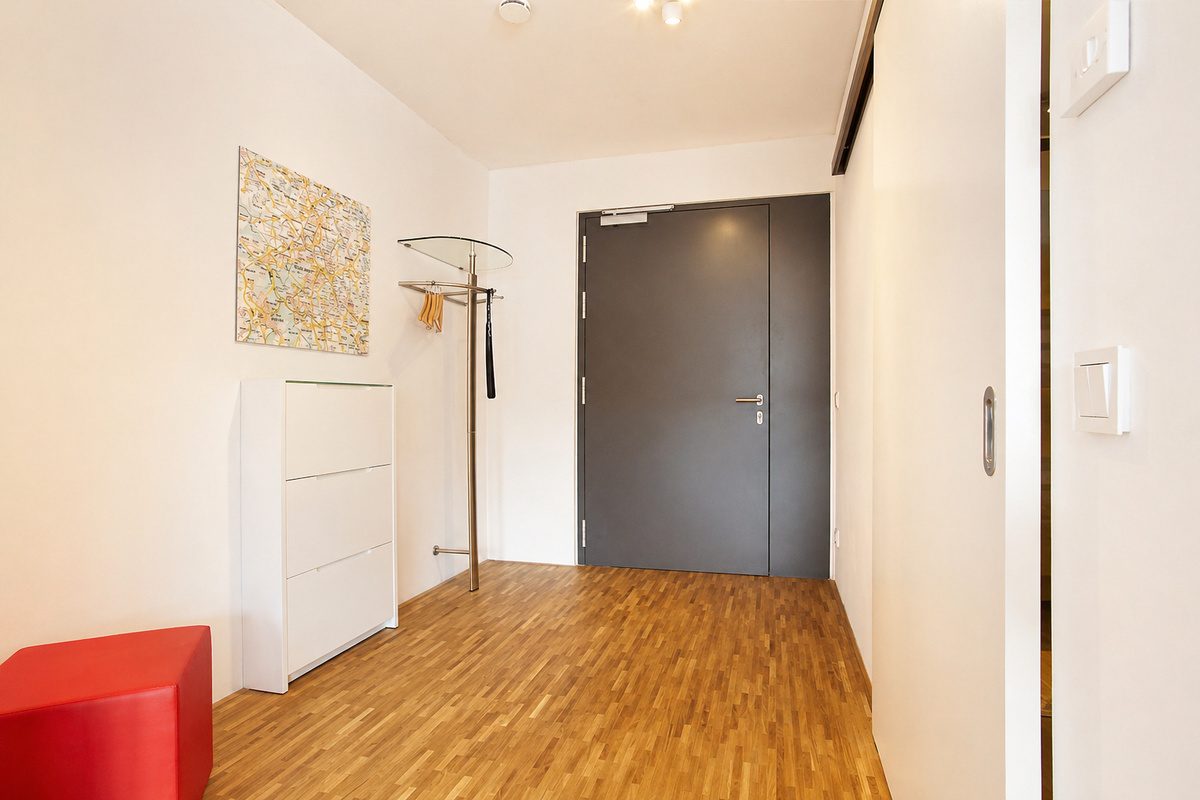 Entryway with coat rack and shoe cabinet