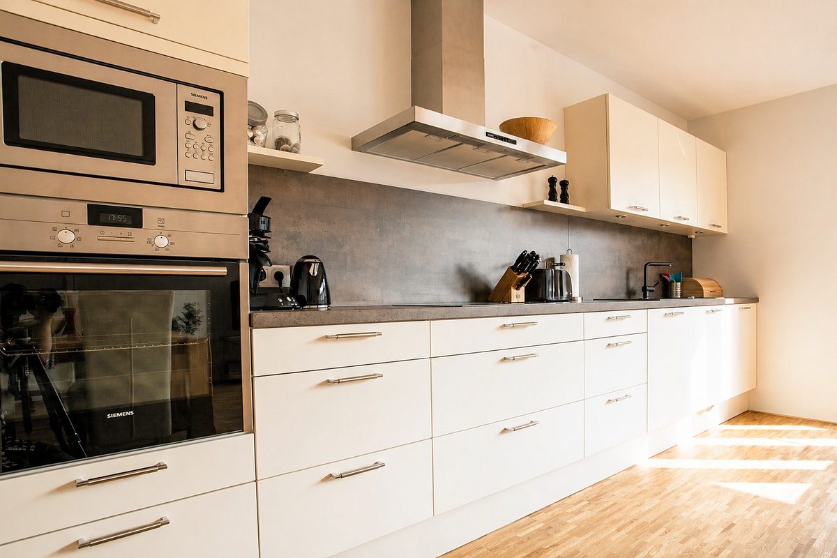 Kitchen with oven, stove, microwave, dishwasher and more