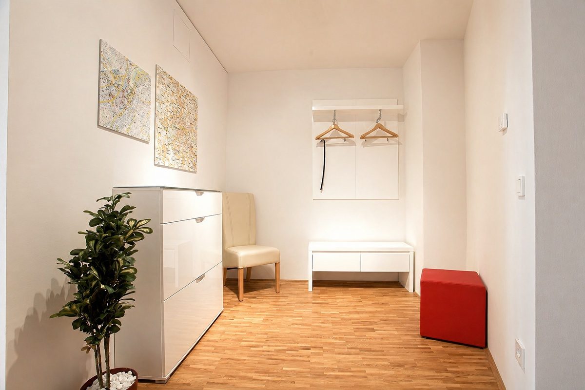 Coat rack entry with shoe cabinet