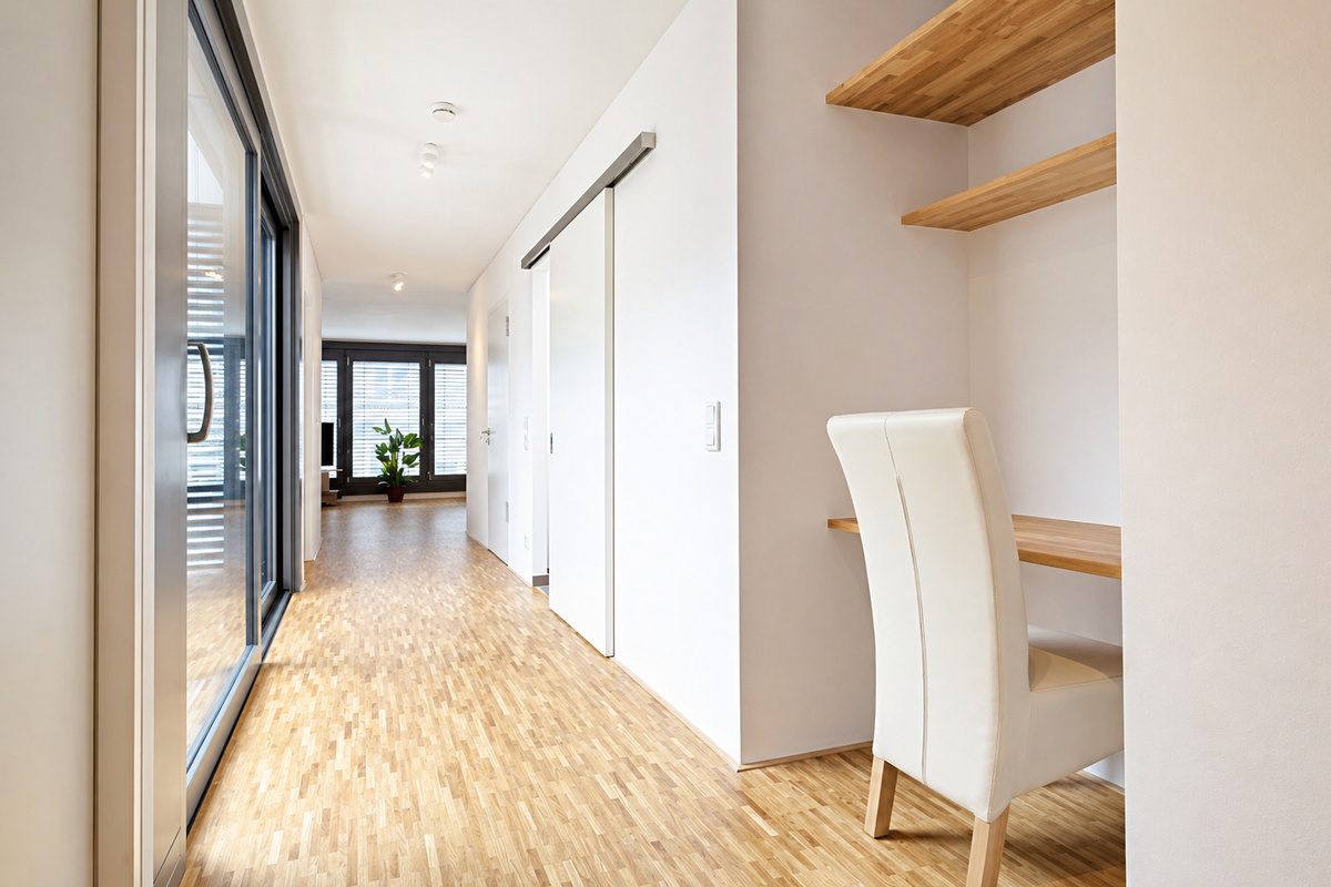 2-bedroom penthouse hallway with desk and chair