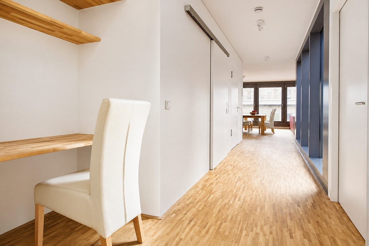 Apartment hallway with chair
