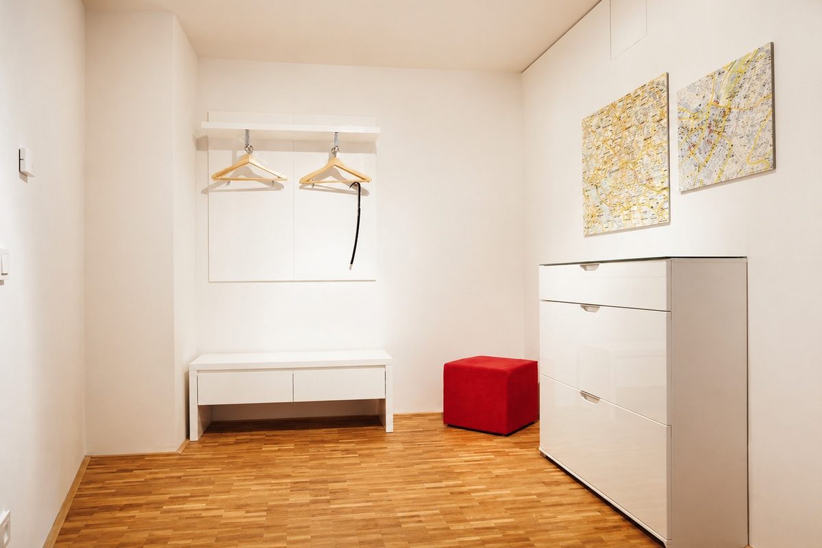 Entry with coat rack and dresser