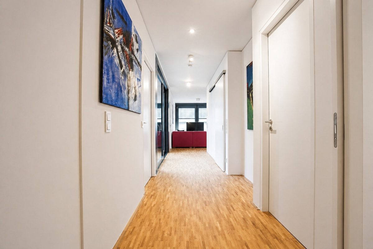 Apartment-hallway with wooden floor