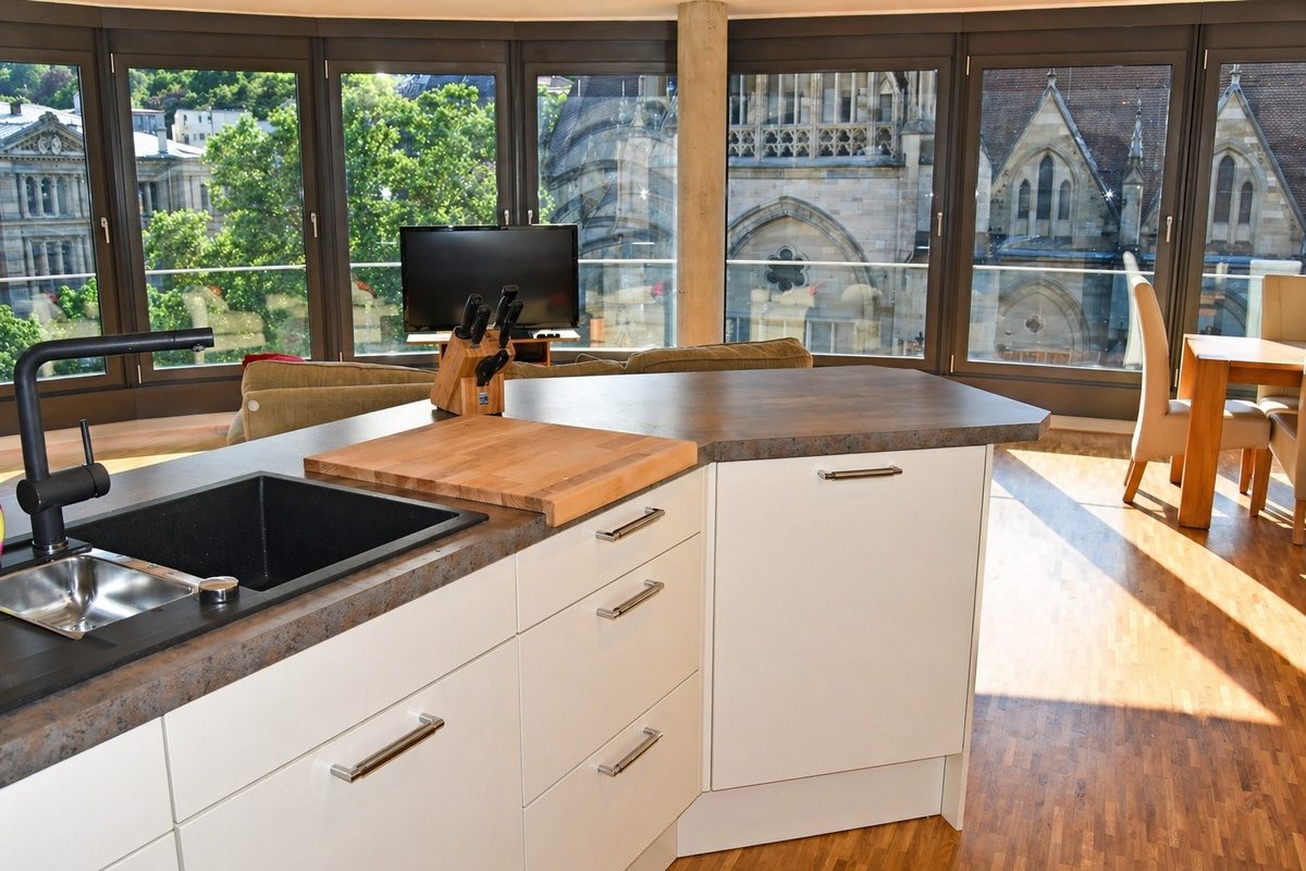 Kitchen with dining view