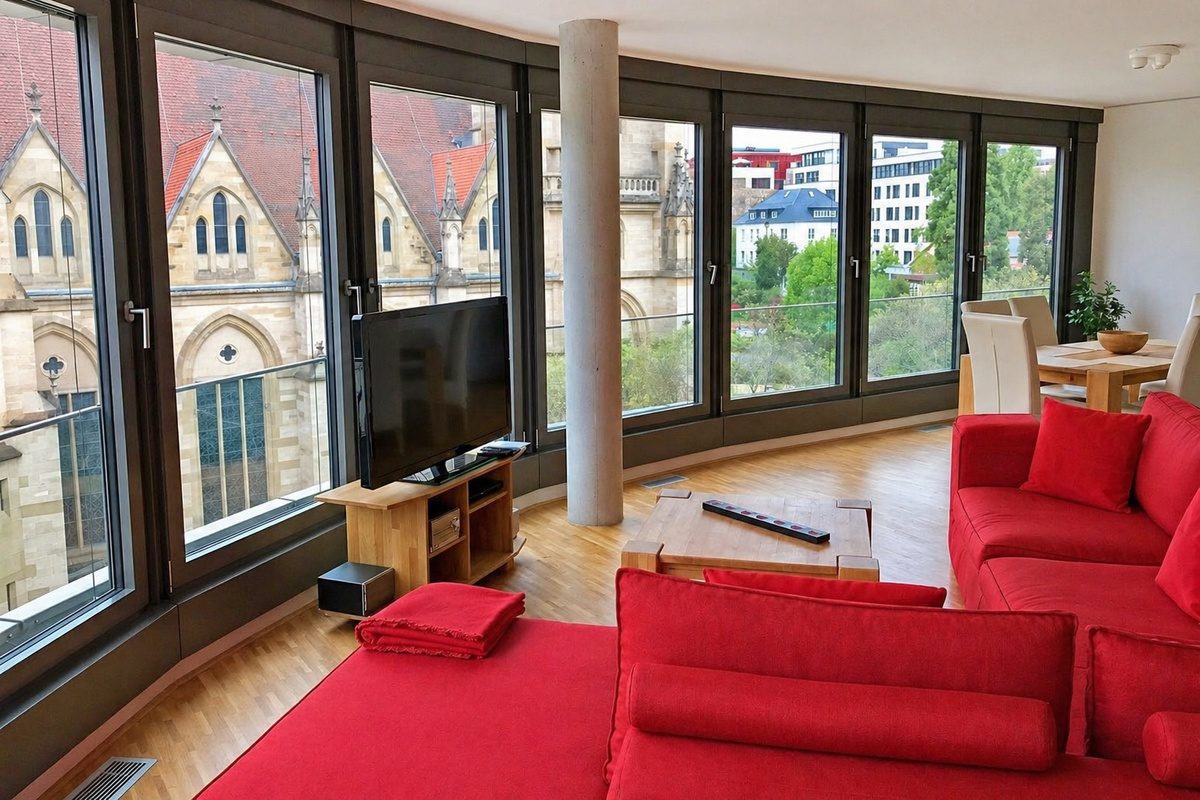 Apartment living room with city view