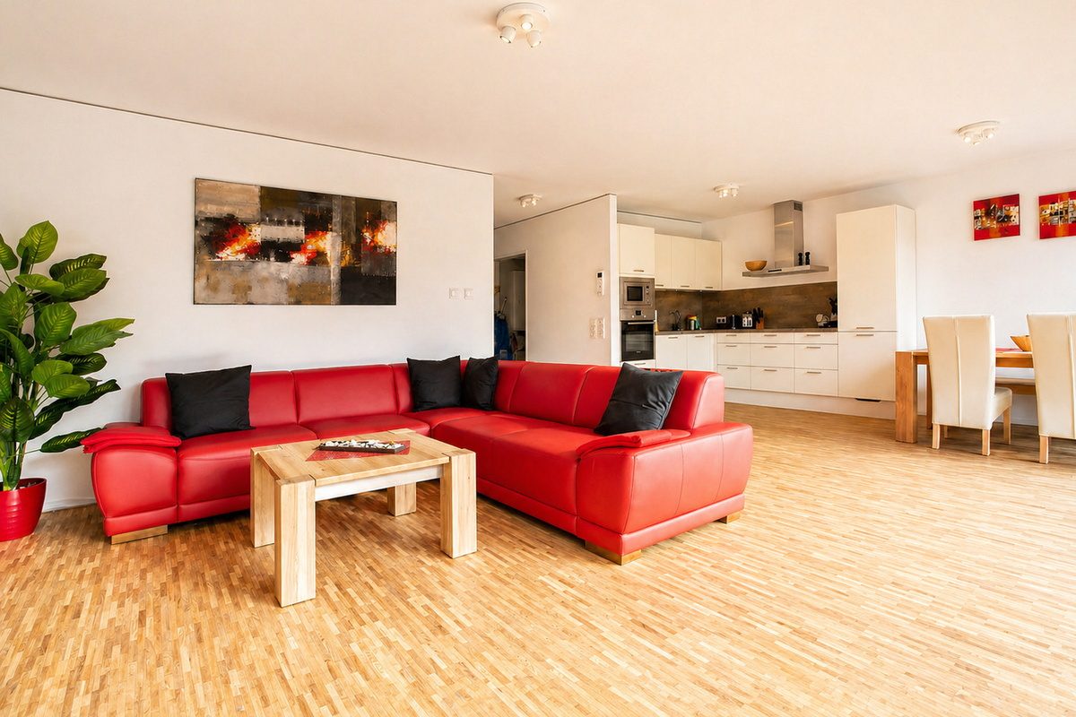 Living area with sectional sofa