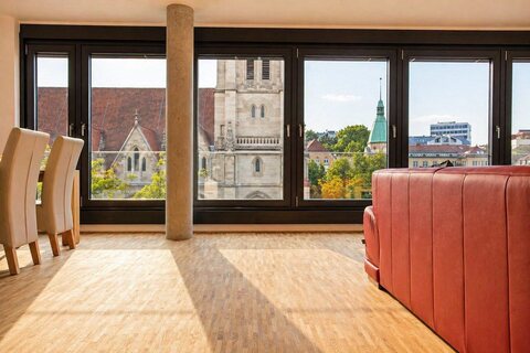 Living and dining area church view