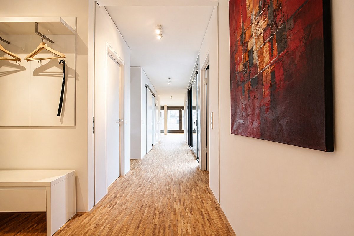 Penthouse entryway and hallway