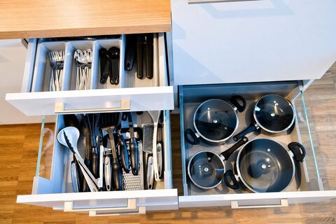 Kitchen drawer with utensils