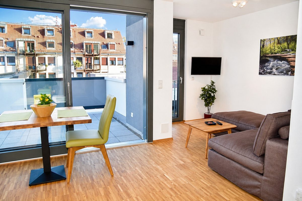 Living and dining with balcony