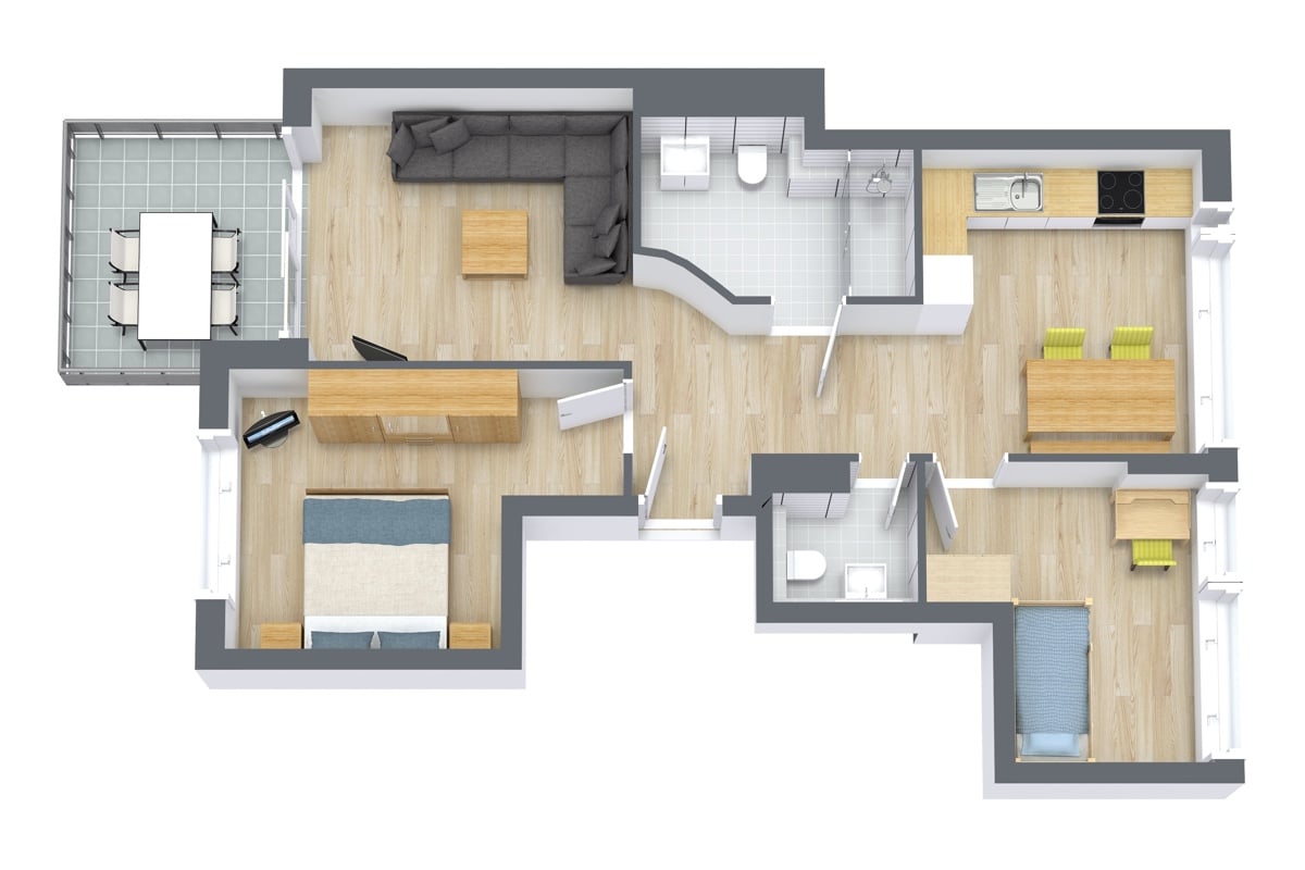 Floor plan for Apartment 67102, 2-bedroom layout