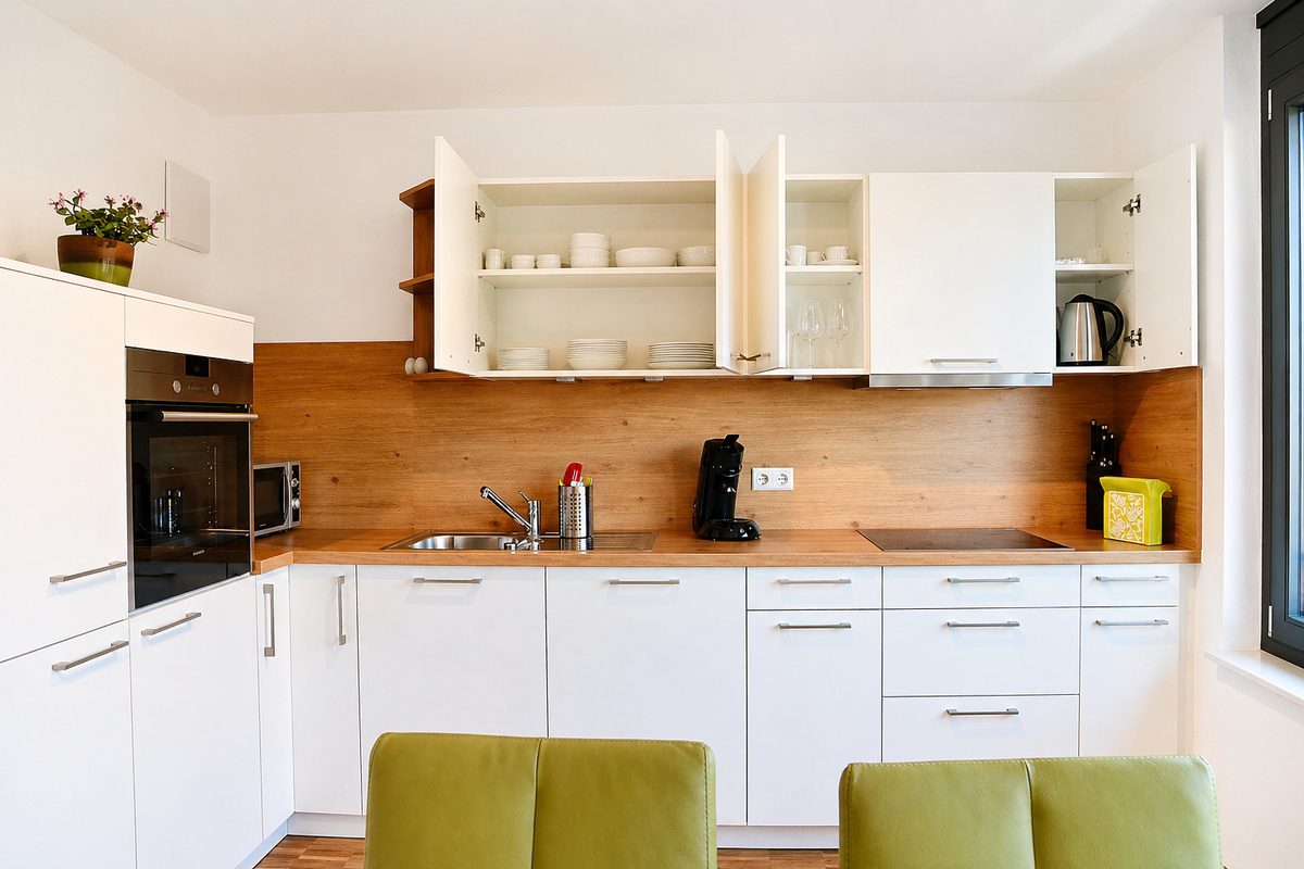 Full kitchen with oven and more