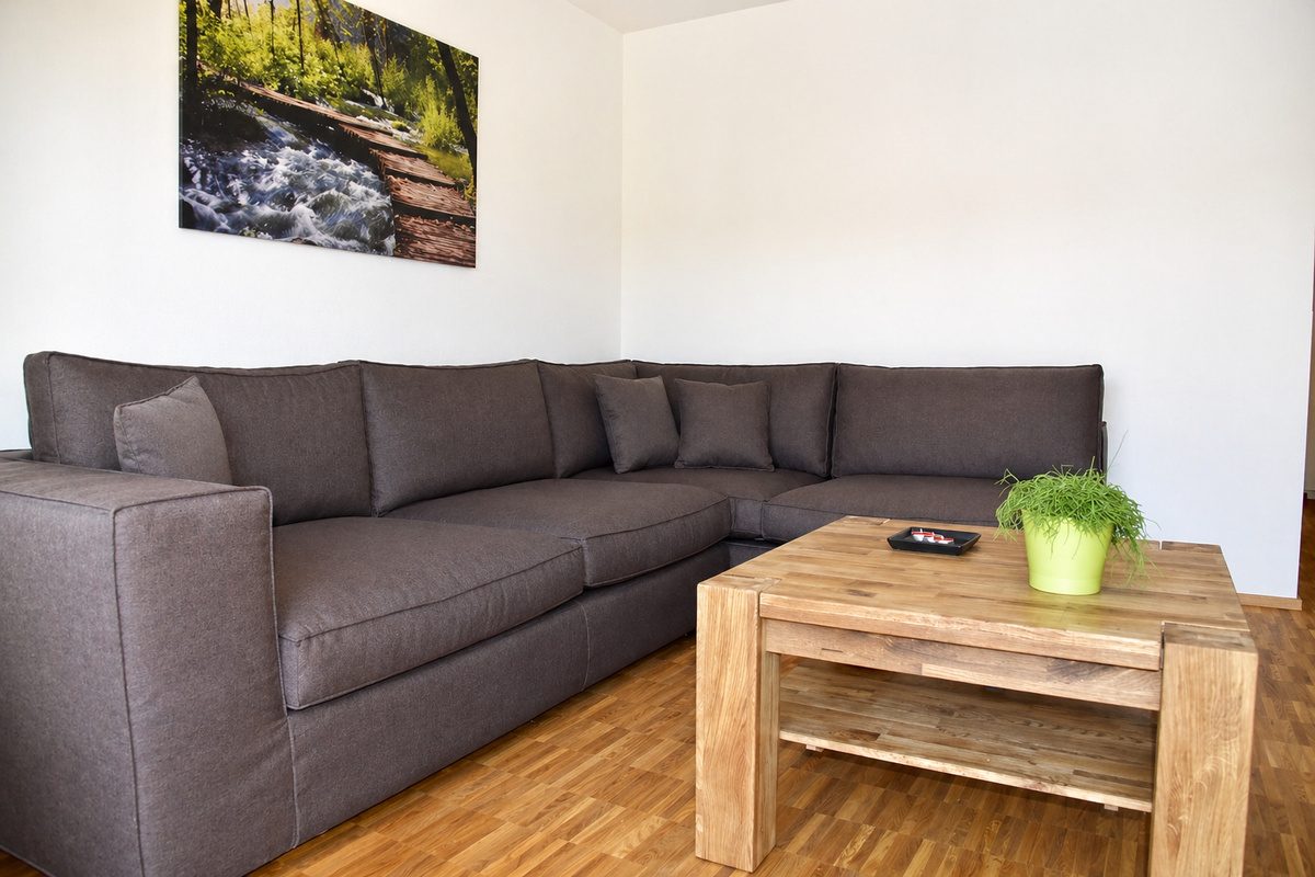 Living room with large sectional sofa