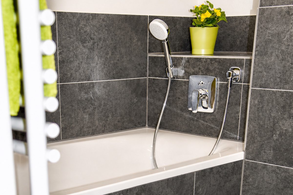 Comfy bathtub in bathroom