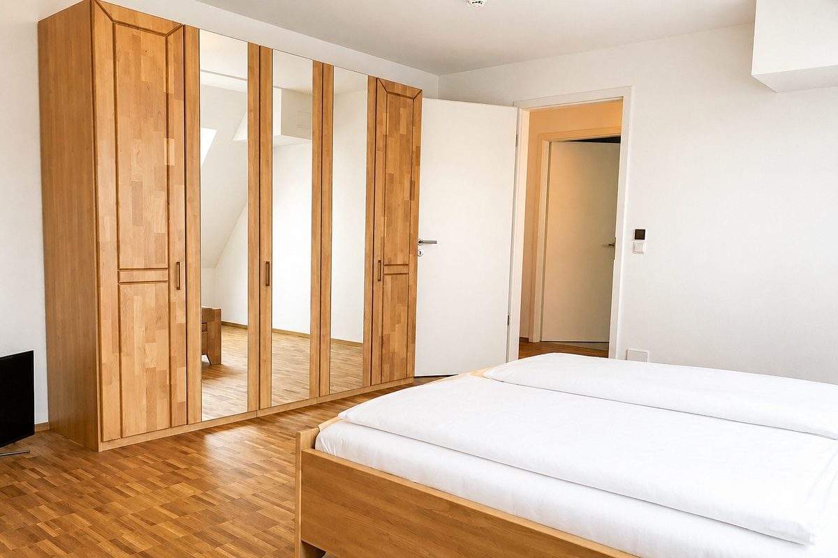 Bedroom with large wardrobe