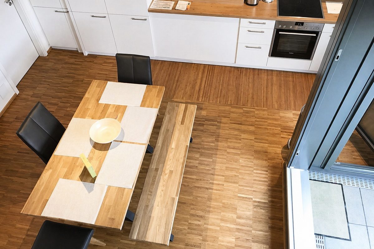 Kitchen next to dining area