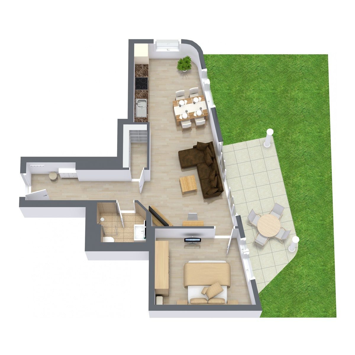 Floor plan for Apartment 802, 1-bedroom layout