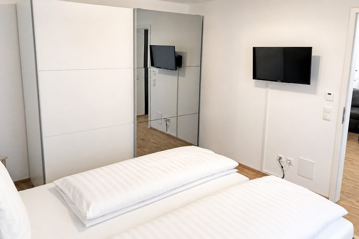 TV and wardrobe in bedroom
