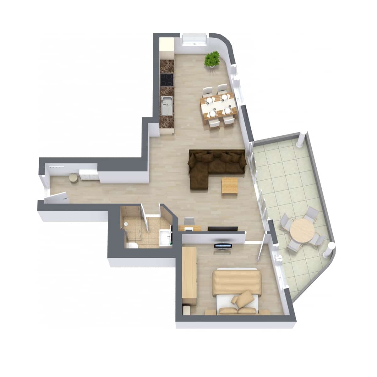 Floor plan for Apartment 806-814, 1-bedroom layout