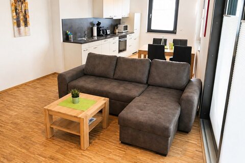 Living room in 1-Bedroom Furnished Apartment