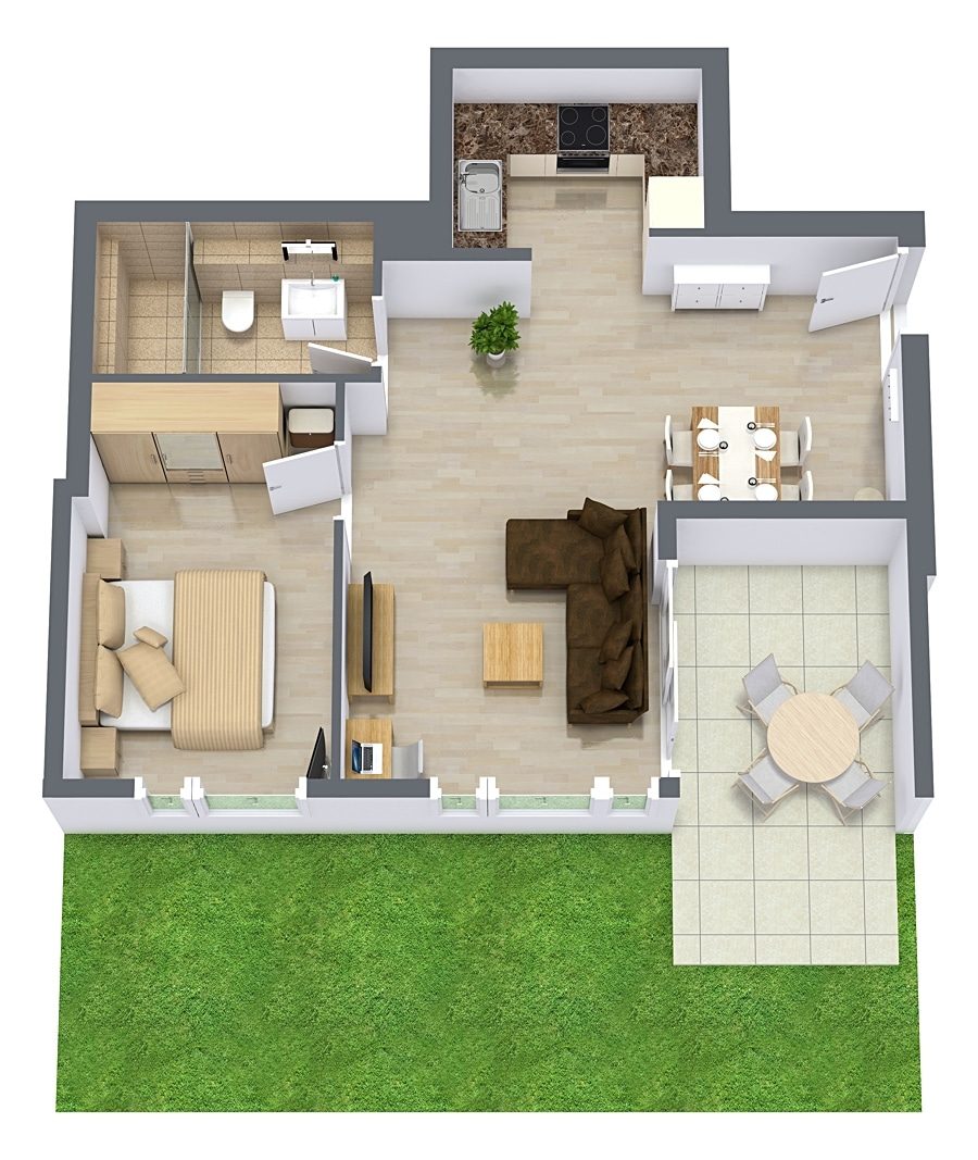 Floor plan for Apartment 820, 1-bedroom layout