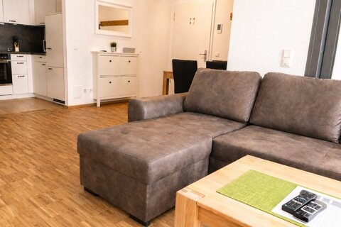 Moehringen temporary housing living room with couch