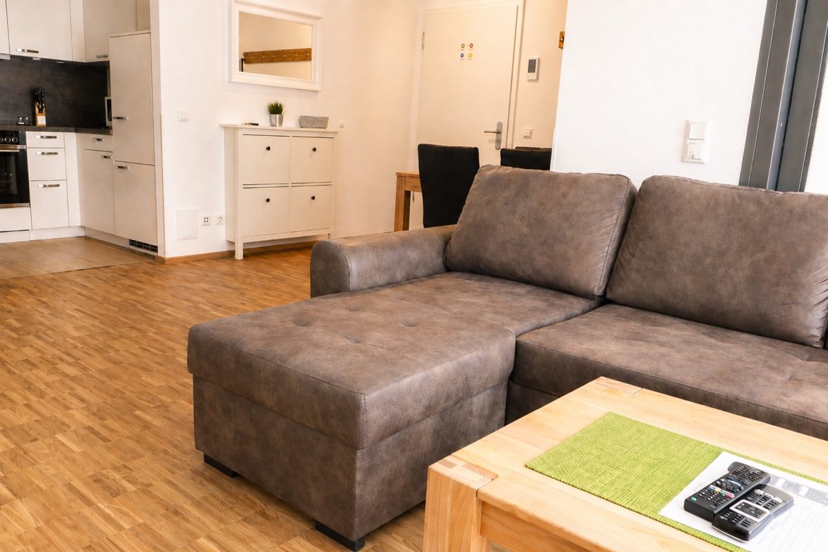 Moehringen temporary housing living room with couch