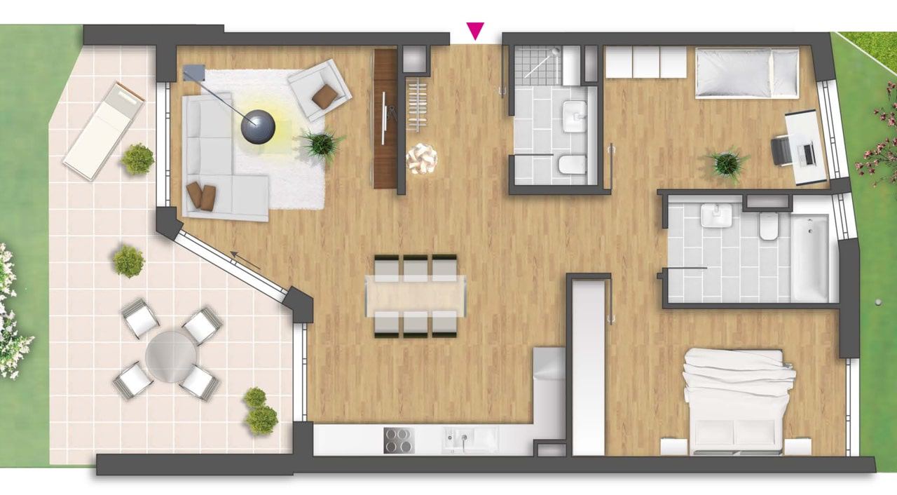 Floor plan for Apartment 821, 2-bedroom layout