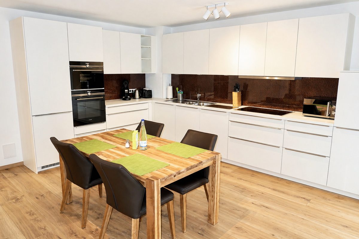 Open kitchen dining area