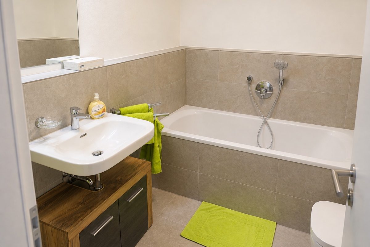 En suite Bathroom with bathtub, sink and toilet