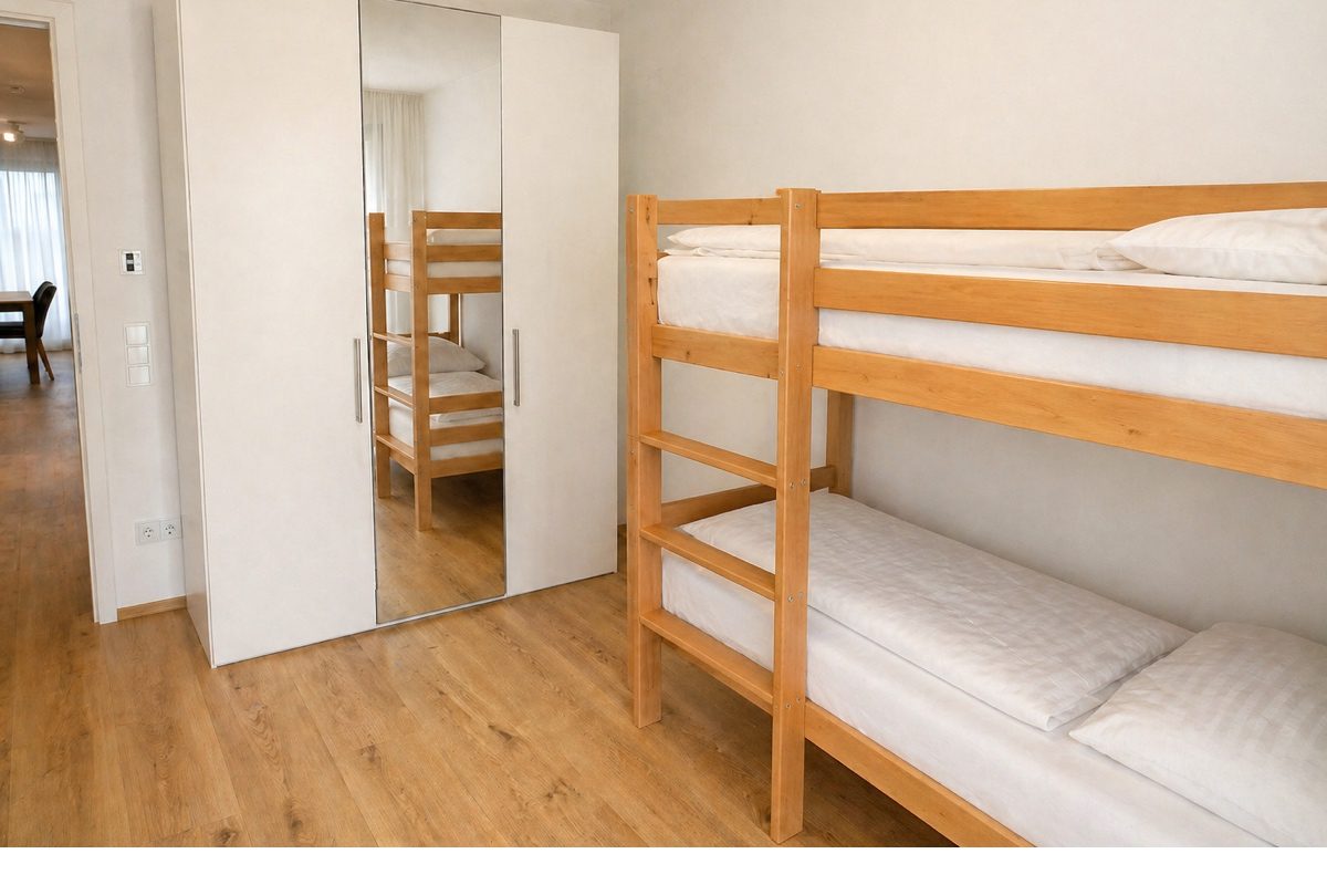 Bunk bed and wardrobe in second bedroom