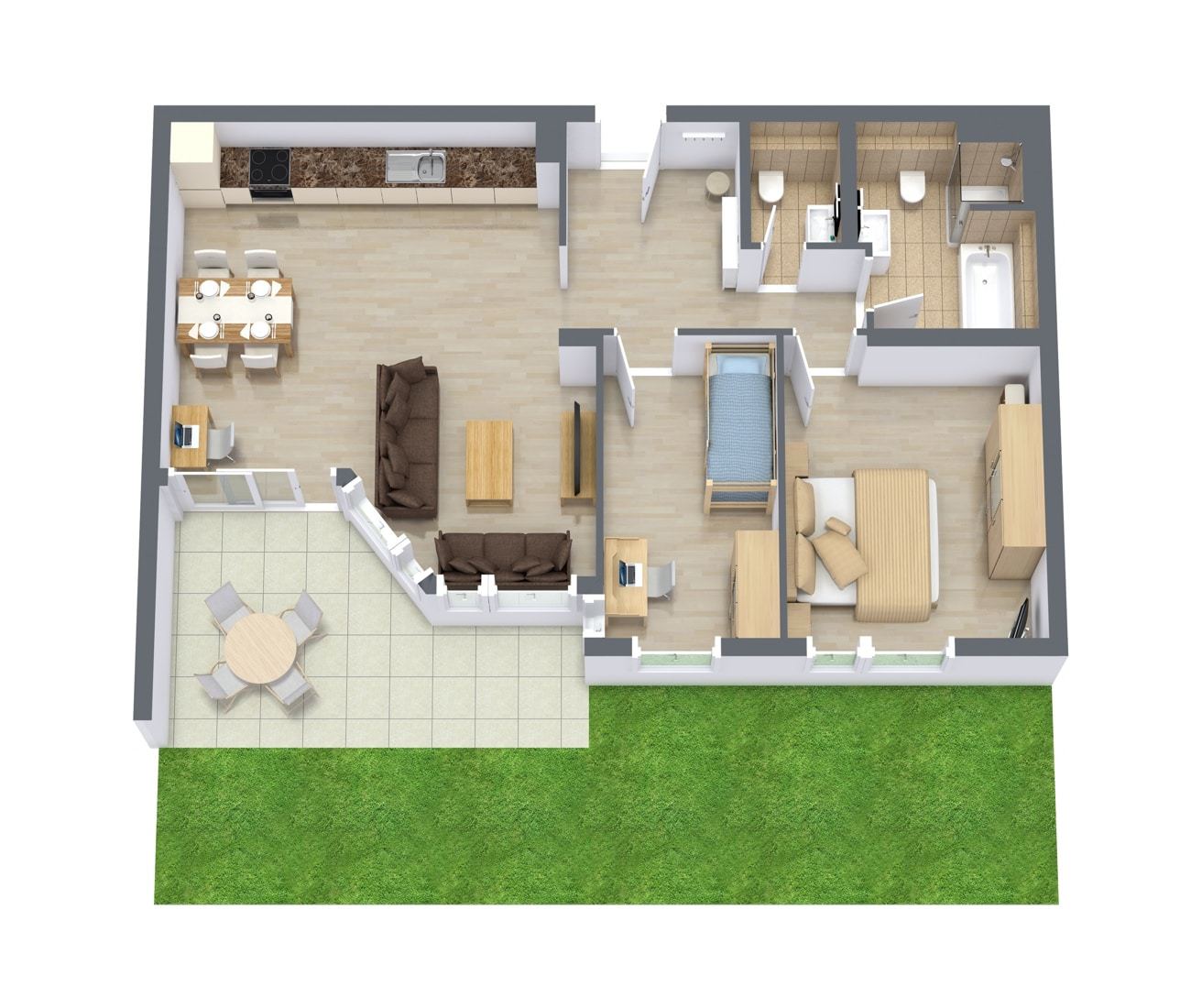Floor plan for Apartment 824, 2-bedroom layout
