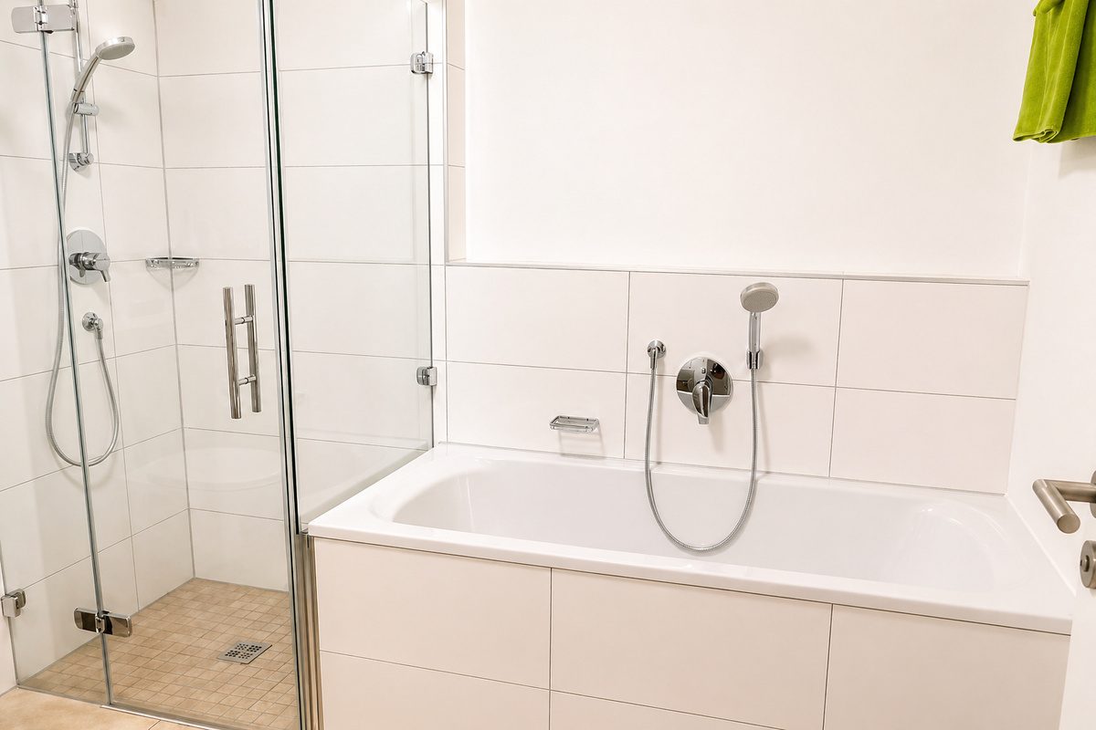 Bathroom with shower and bathtub