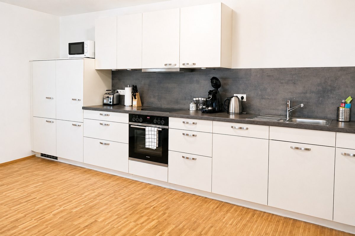 Kitchen with cabinets