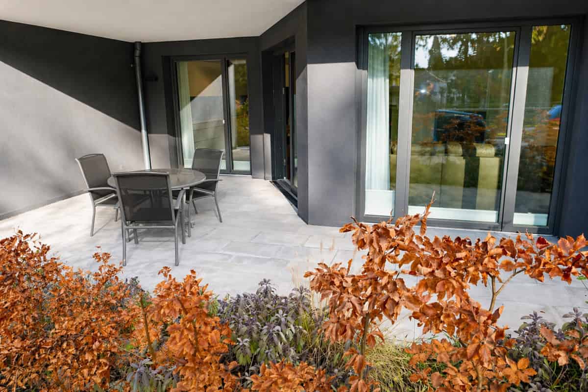 Serviced apartment terrace with seating