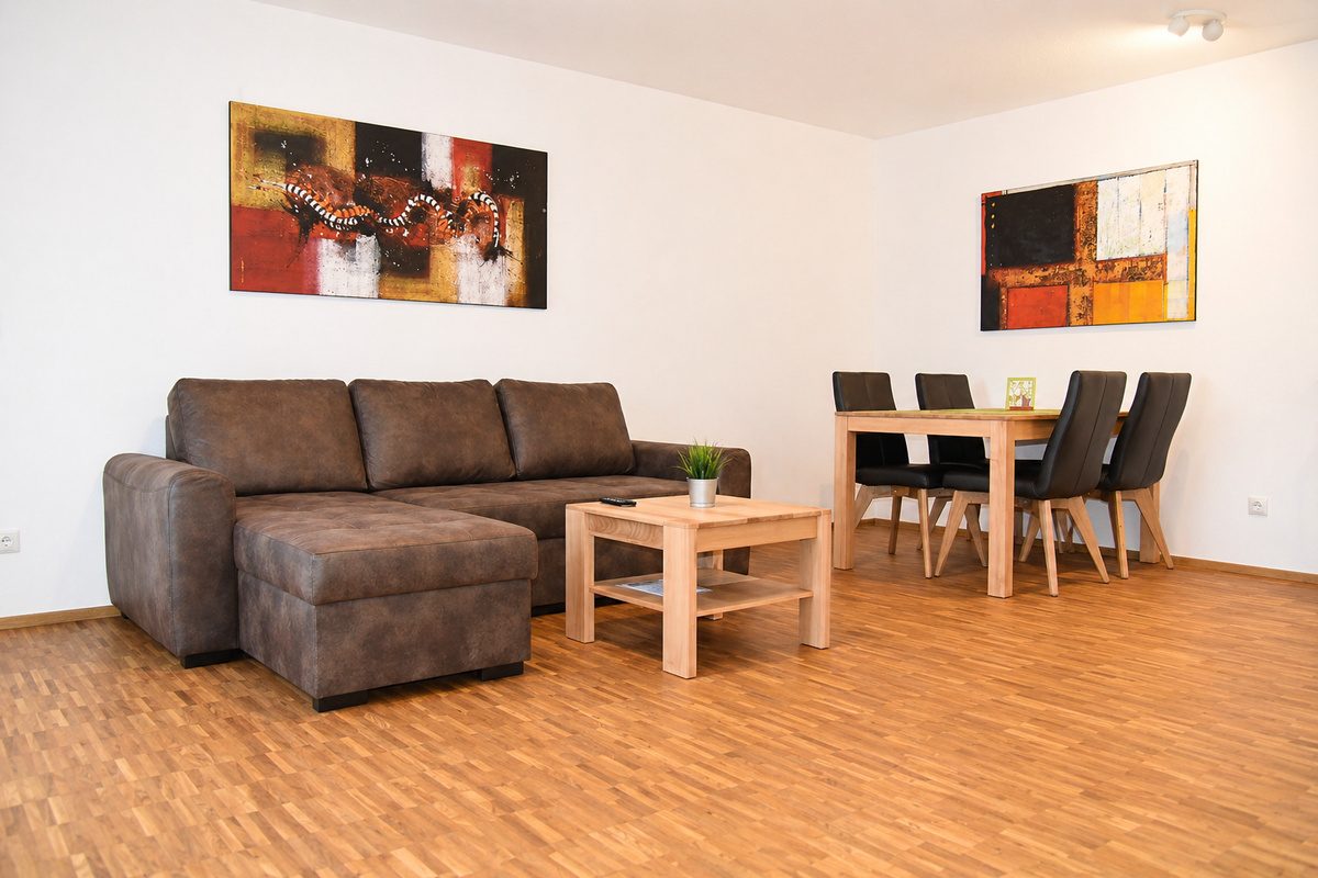 1-bedroom apartment living and dining area