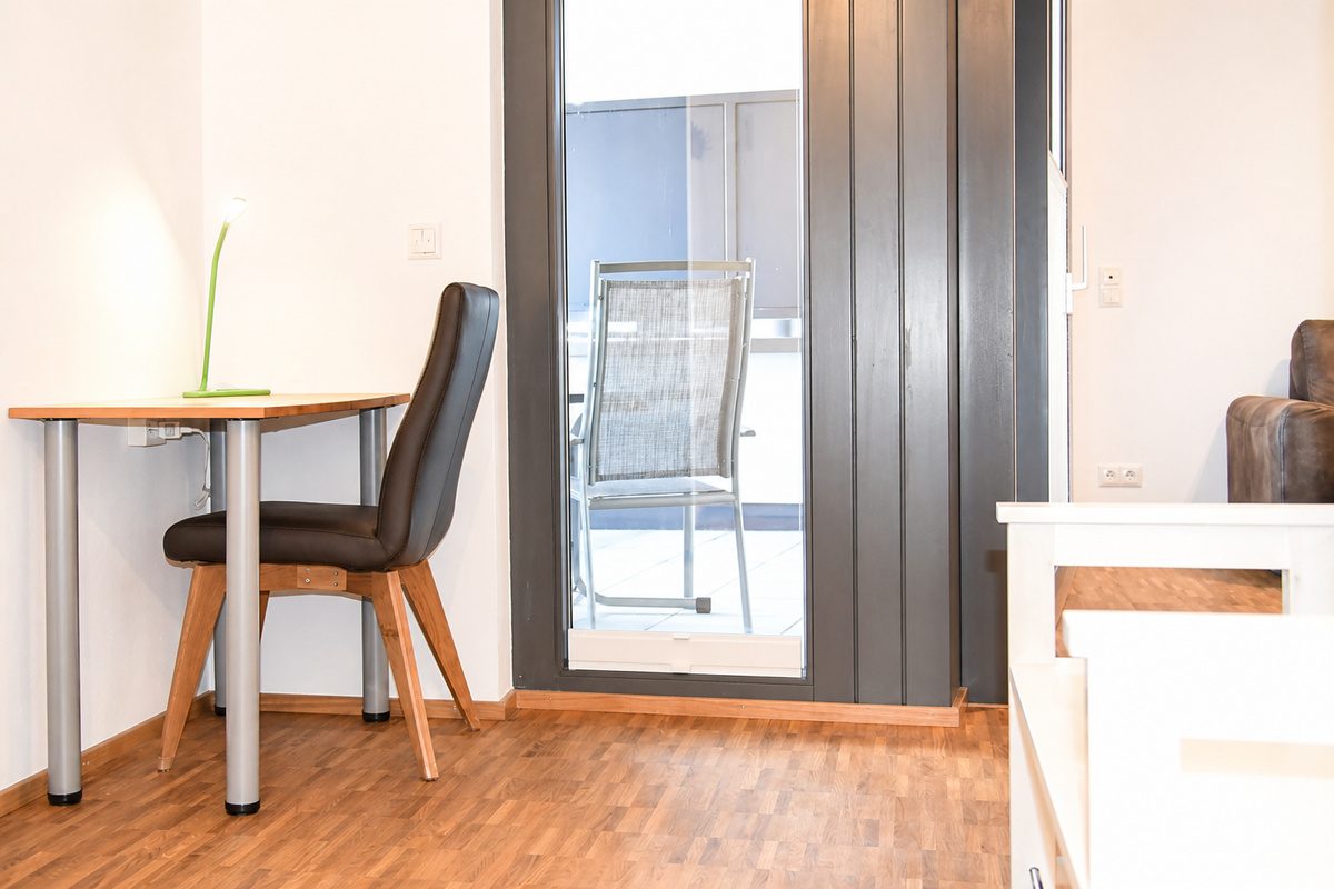 Desk area with chair