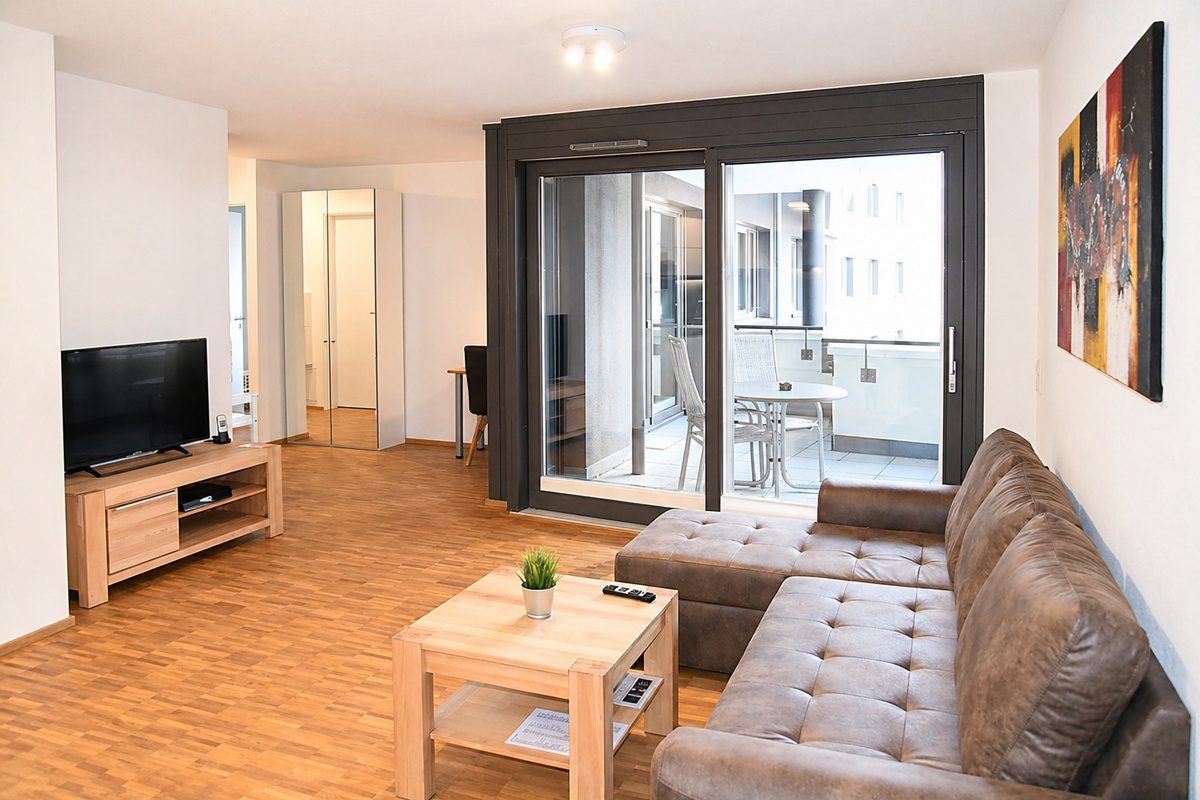 Living area and balcony