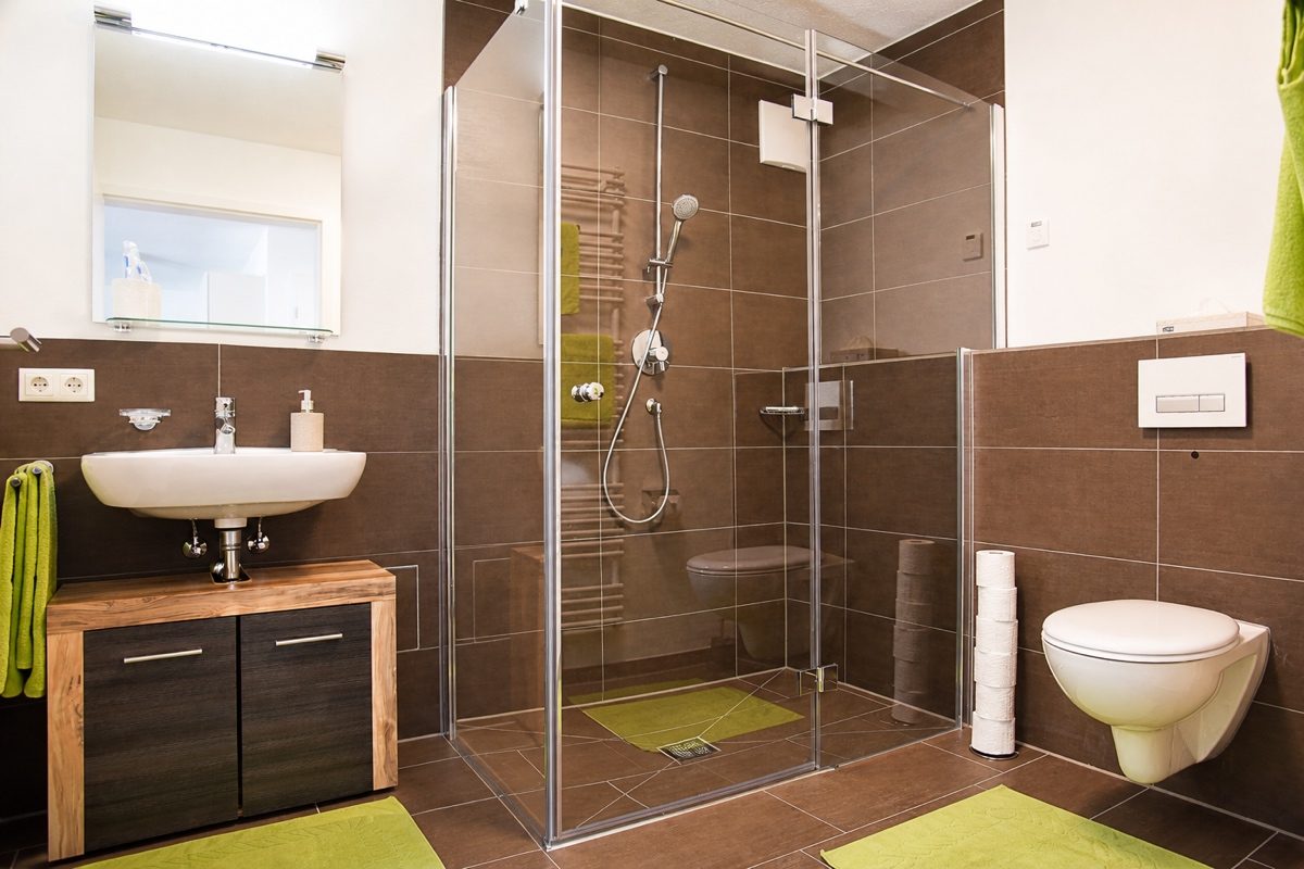 Bathroom with shower and sink