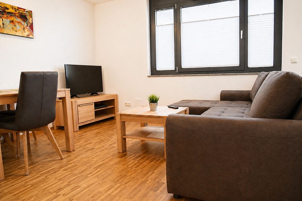 Living and dining area in Moehringen studio apartment