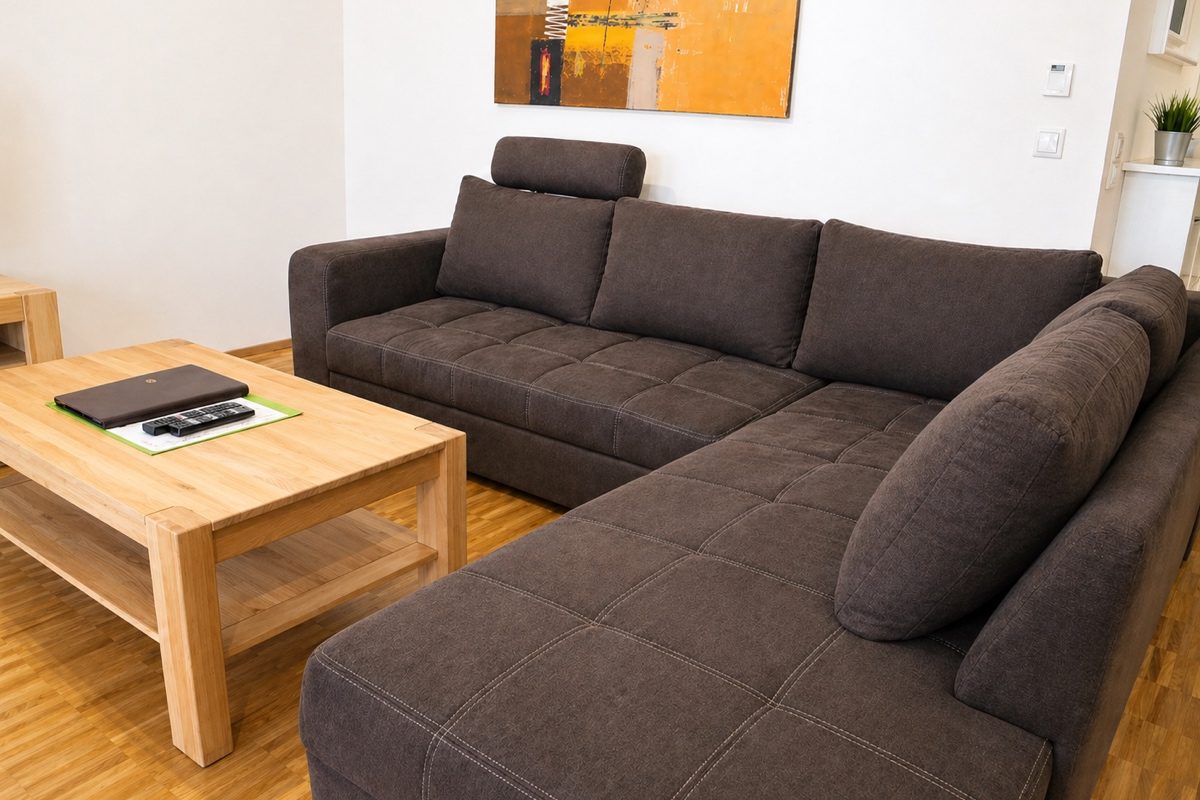 2-bedroom apartment sectional sofa in living area