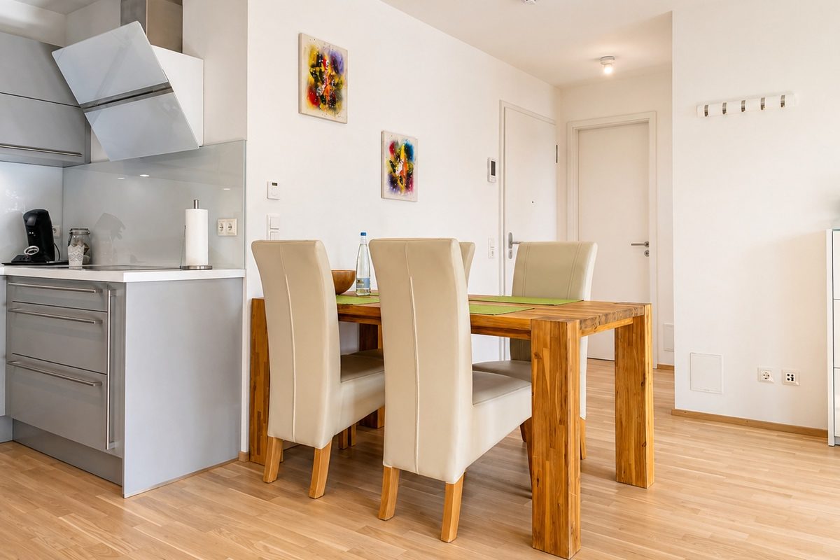 Kitchen with dining and table