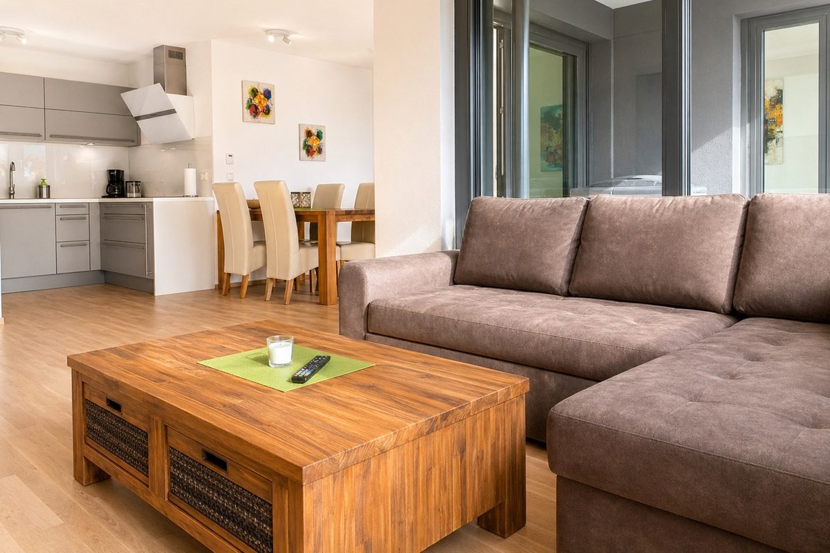 Furnished apartment living and dining area in Stuttgart
