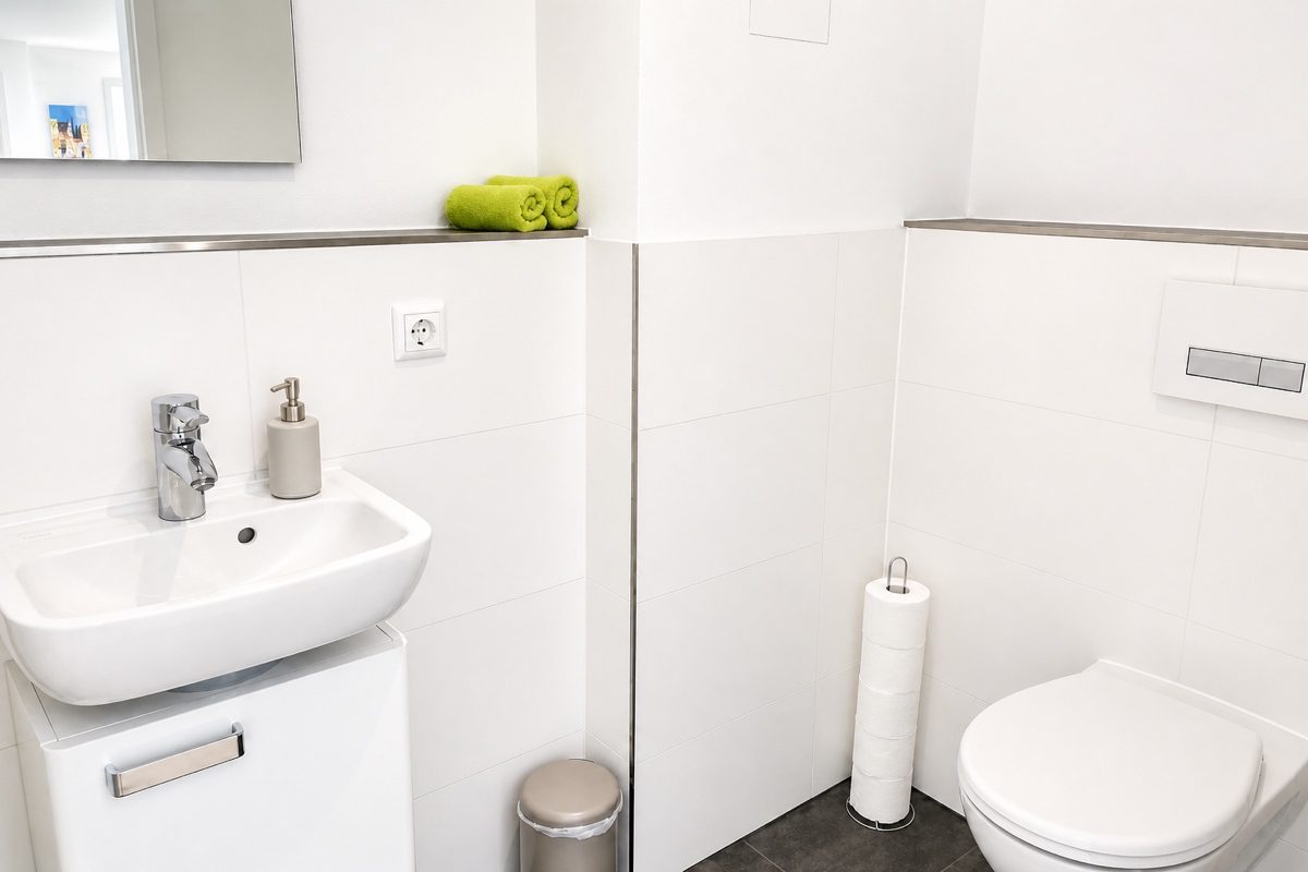 Toilet and sink in second bathroom