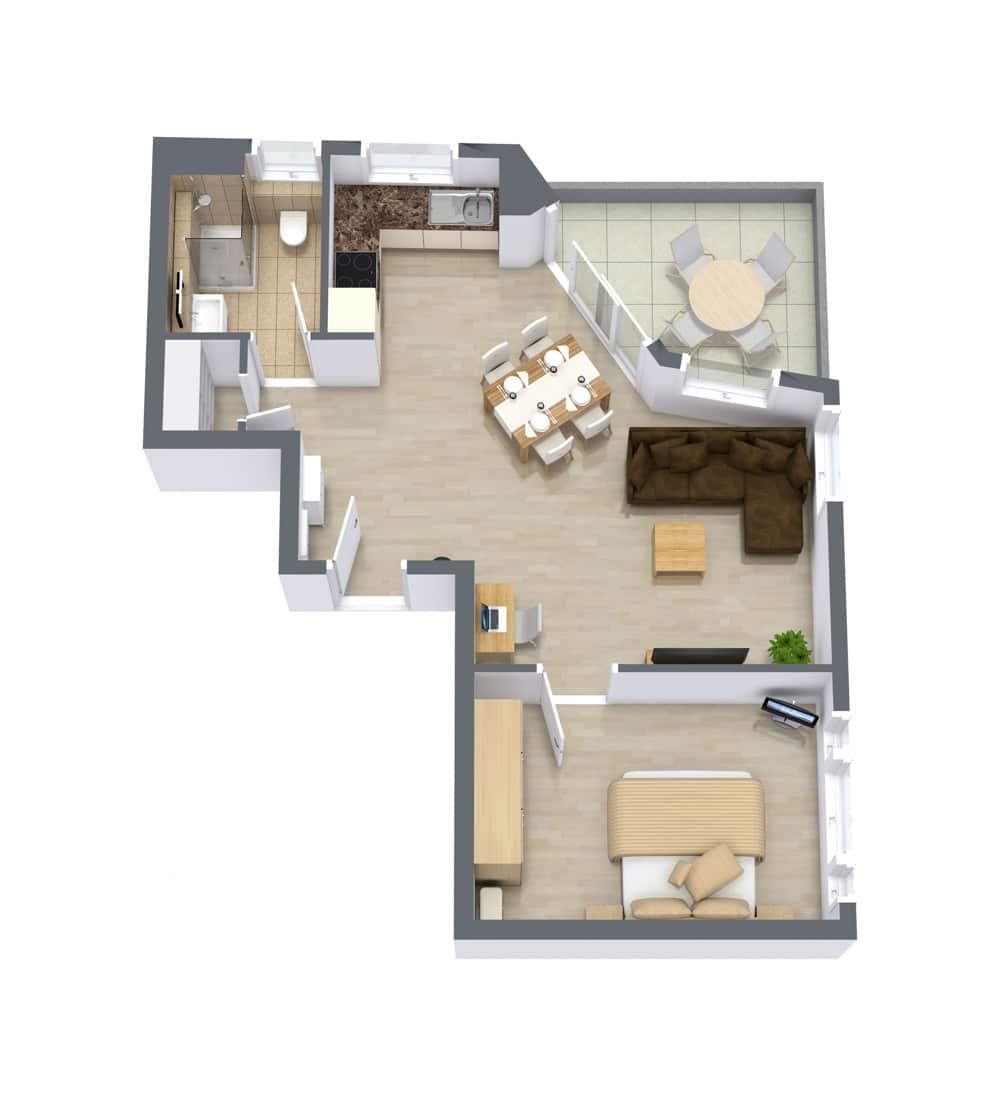 Floor plan for Apartment 862, 1-bedroom layout