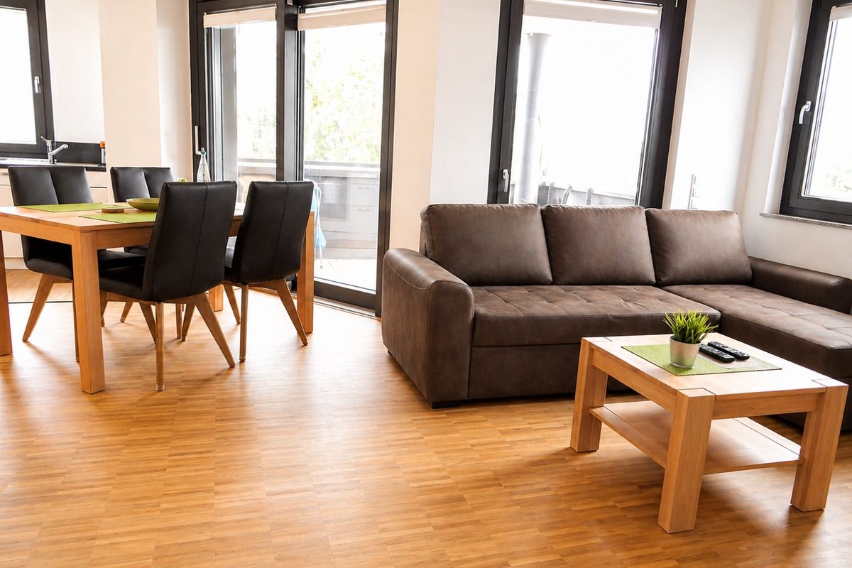 Sectional sofa living and dining area