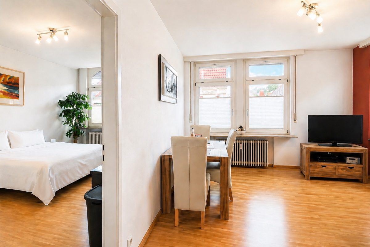 Living and dining room and bedroom