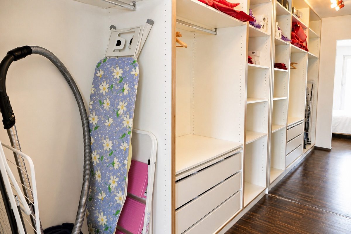 Closet with open shelves
