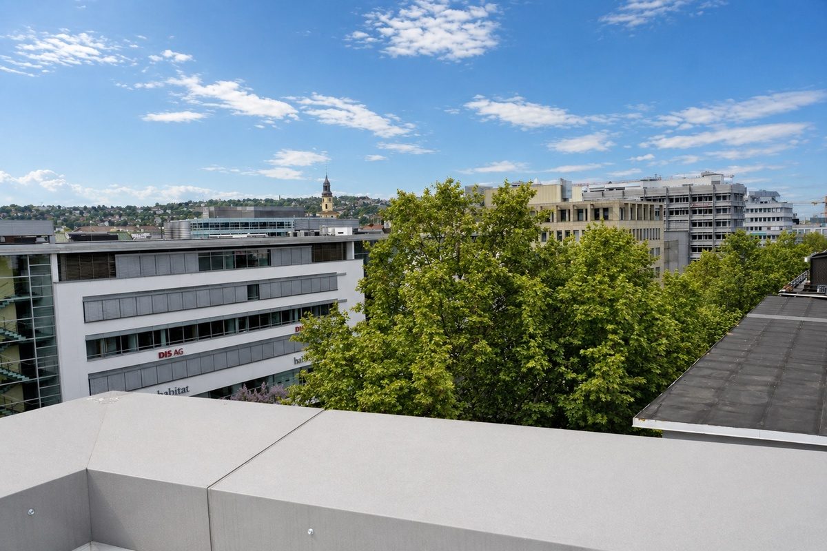 Roof terrace with city view